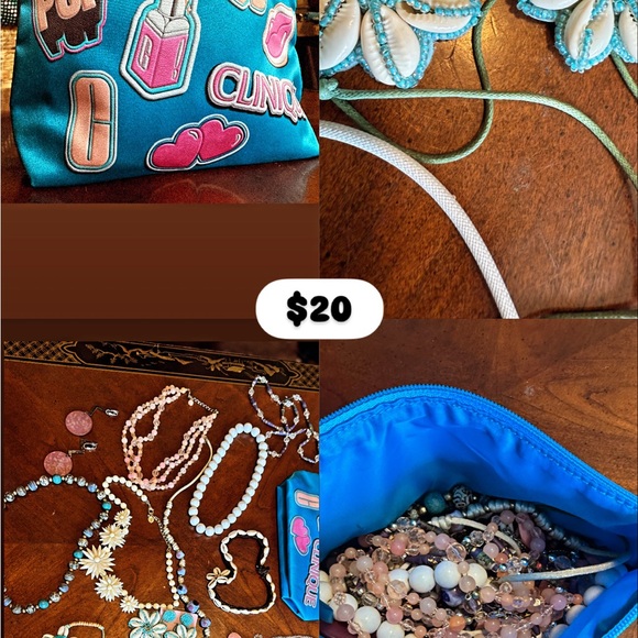 Clinique Blue Pouch with Colorful Jewelry Collection - Picture 1 of 14